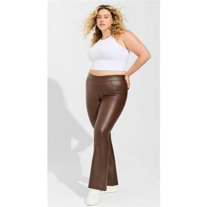 Torrid 2 Faux Leather Signature Waist Mid Rise Boot Leggings Brown Sz‎ 2x 18 20